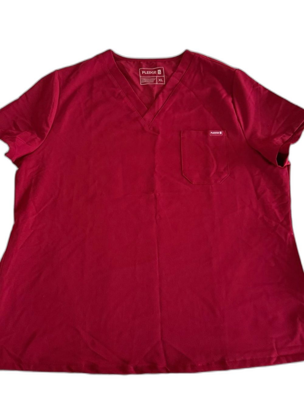 Pledge 5 Men's XL Scrub Top Maroon Stretch Medical Vneck